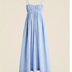 J Crew Medium Blue Airy gauze empire-waist midi dress in stripe